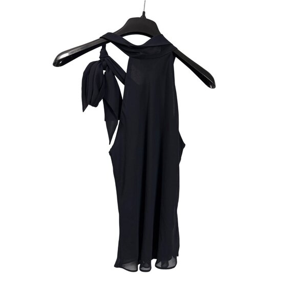 Chaps Womens Navy Halter Top Bow Detail 12 Lightweight High Neck Side Tie New - Picture 3 of 4